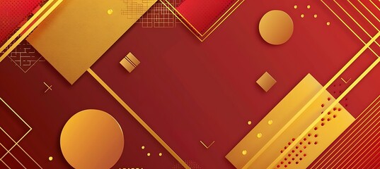 A modern geometric pattern combining red and gold hues for an elegant and luxurious appearance.