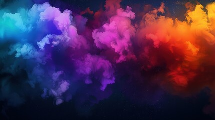 Fototapeta premium A vibrant cloud of smoke against a dark backdrop with an empty center and twinkling stars above