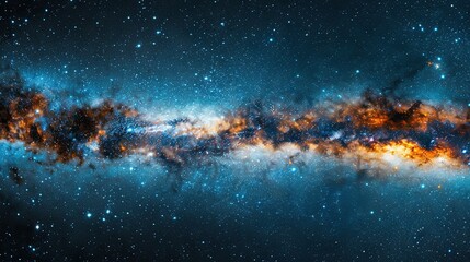 Fototapeta premium Large, colorful sky full of stars & empty space at night