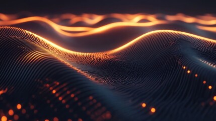 Abstract Orange and Dark Waves of Light and Data