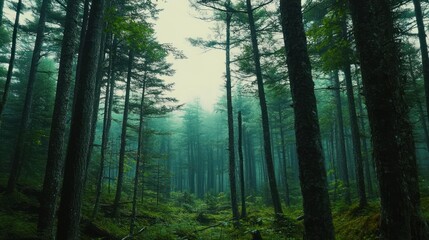 Obraz premium Enigmatic Forest Path Mystical Green Trees