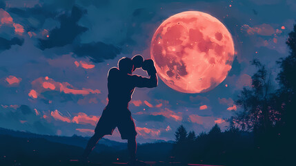 Obraz premium Saco de boxeo fondo para movil. Moonveil. Illustration