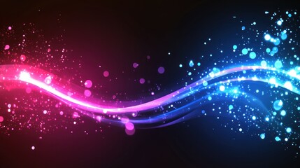 Obraz premium Abstract Pink And Blue Light Waves With Sparkle