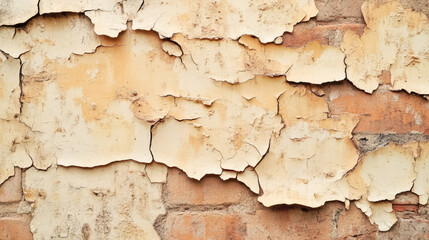 Fototapeta premium Weathered brick wall with peeling paint