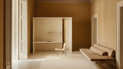 Minimalist Beige Room Design Featuring Modern Furniture