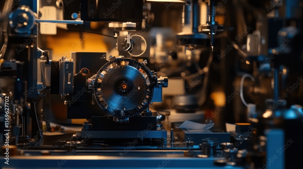 Poster advanced precision manufacturing machine close up view