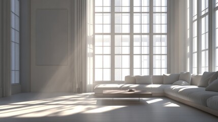 Sunlit Minimalist Living Room With Modern Sofa