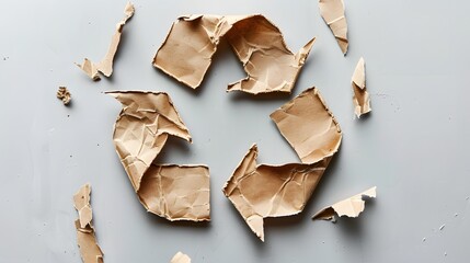 Recycle symbol made from torn paper, emphasizing sustainability and environmental consciousness.