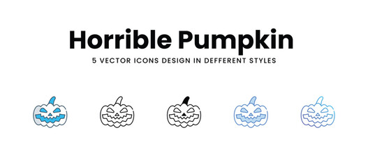Horrible Pumpkin  icons different style vector stock illustration