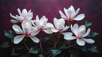 Fototapeta premium Elegant Magnolia Blossoms on Dark Background