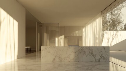 Minimalist Modern Kitchen Design With Marble Island