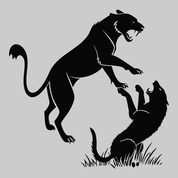 recommend clip art: cheetah attack a puma silhouette vector design art and illustration