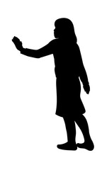 横向きで手を伸ばす女性の全身シルエット