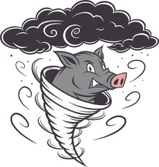  Design an illustration of a twister and pig head