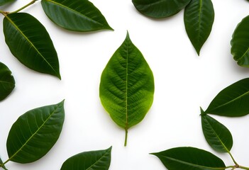 Fototapeta premium green leaves isolated on white