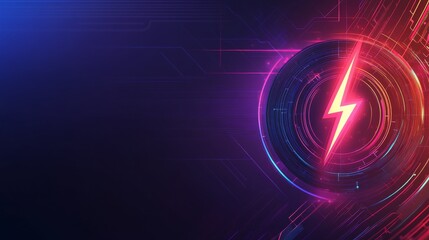 Fototapeta premium Fast charging futuristic technology background with lightning bolt symbol