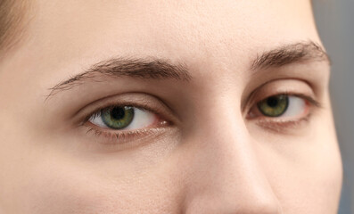 Macro view of young woman with beautiful eyes