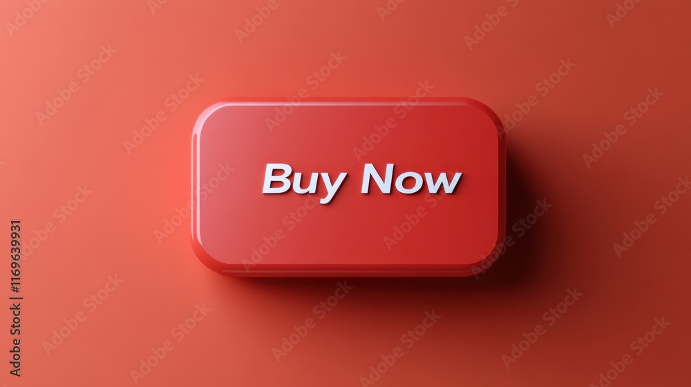 Poster Red Button Displays Buy Now Call To Action