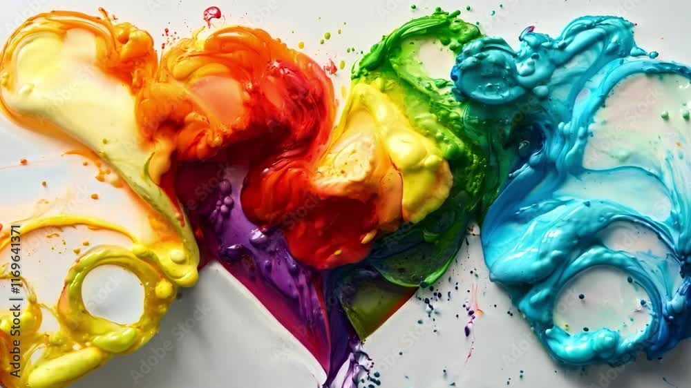 Poster this bright swirls of paint form a heart shape, creating a festive atmosphere for valentines day.