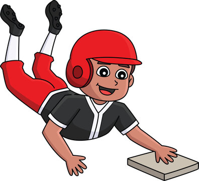 baseball player sliding red helmet black uniform clip art preview