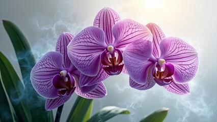Stunning Purple Orchid Flowers Blooming in Soft Light