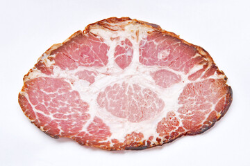 Slice of fresh meat, caloried snack food