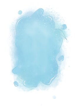 Speach cloud made in watercolor style empty space blue