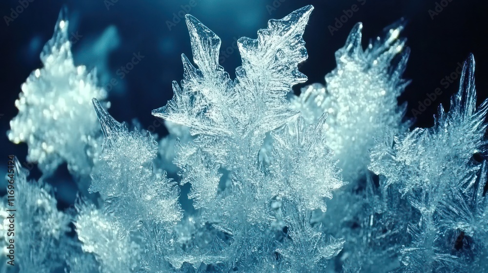 Poster intricate ice crystals form beautiful frozen patterns