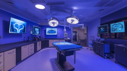 virtual reality training room where medical interns learn to navigate complex surgeries in an immersive environment