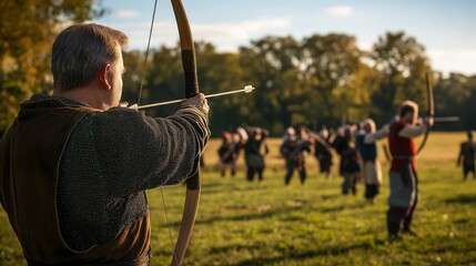 historical reenactment workshop where participants are learning about medieval history