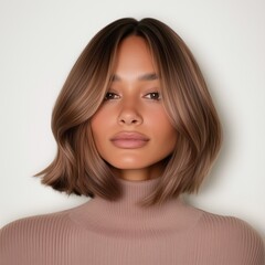 Model with Mocha Mousse hair color