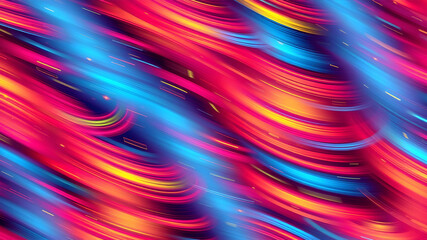 Obraz premium Abstract wavy psychedelic wave background wallpaper banner hd iridescent fluid art marbling paint texture colorful marble bright futuristic foil style pink cover holographic blue red rainbow colors