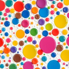 Colorful paint dots splatters scattered across a white canvas background vibrant splashes of pink blue green yellow orange create a playful and abstract design background hd wallpaper backdrop surreal