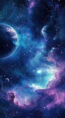 Obraz premium Stunning Cosmic Space Scene with Nebula and Celestial Bodies
