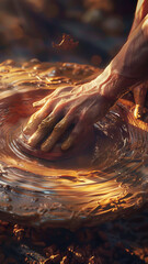 Golden Sparks and Fiery Embers in Dark Background