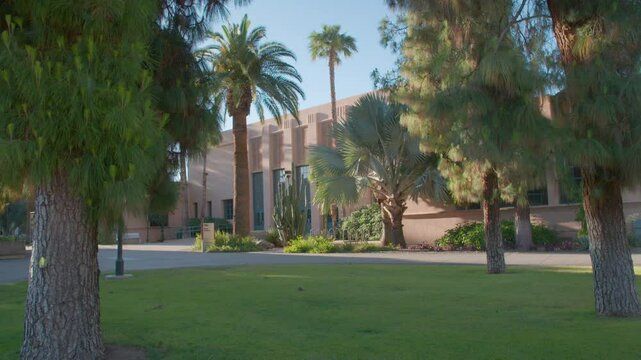 Smooth Gimbal and Dolly 4K Shot of Arizona State University Campus on a Bright Sunny Day