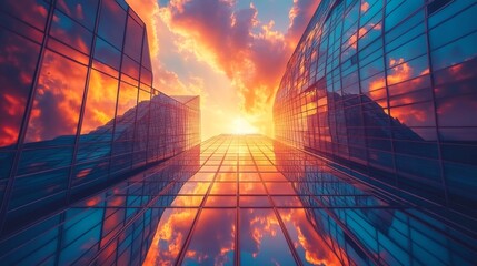 Sunset Cityscape Reflection