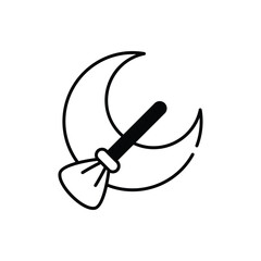 Moon And Broomstick vector icon