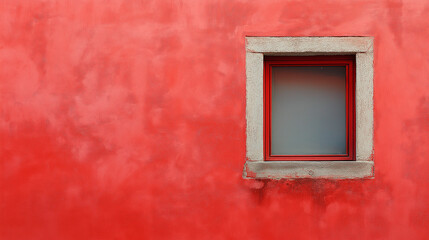 old window on red wall