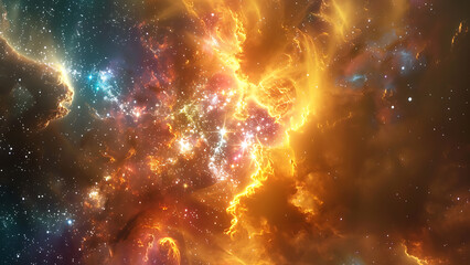 Bright Nebula Explosion in Space with Stars