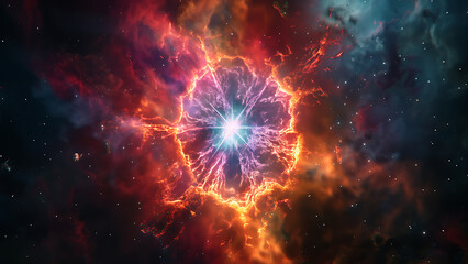 Vivid Space Nebula with Fiery Colors and Stars