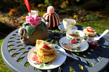 Afternoon tea with cheese scones at the English Garden	