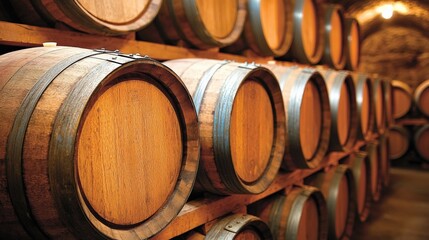 Rustic Wine Barrels in a Cellar