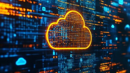 Vibrant Cloud Technology Interface with Digital Overlays