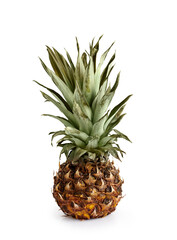 Fresh ripe half pineapple isolated on white background