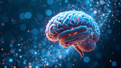 Obraz premium Glowing Human Brain Neural Network Abstract Concept