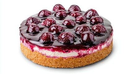 Delicious Berry Cheesecake with Glossy Topping and Crust Base
