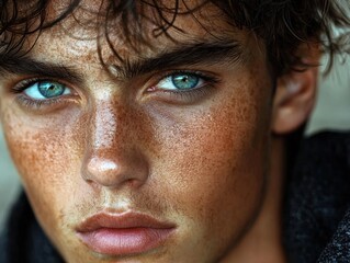 Striking Portrait of a Young Man with Freckles
