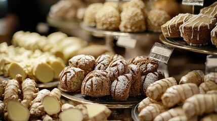 Delicious Assortment of Bakery Pastries on Elegant Display Table