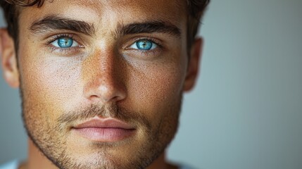 Obraz premium Portrait of a Young Man with Blue Eyes